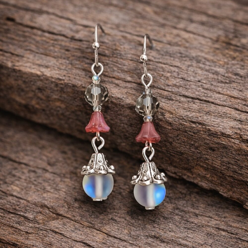 2 for $12 -Elegant blue flash beaded earrings